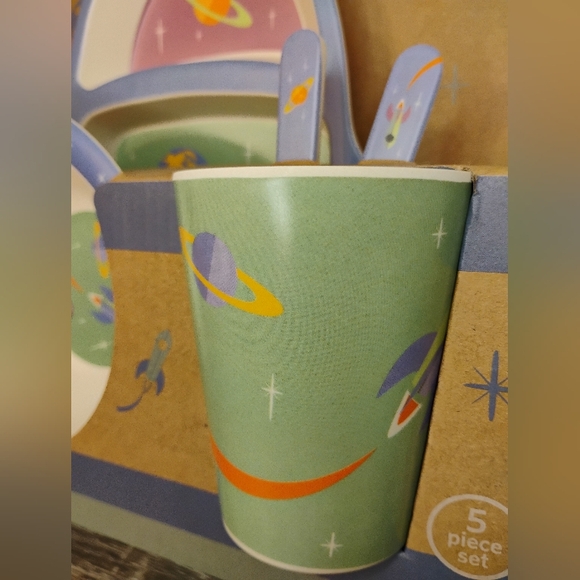 NWT Monbebe Bamboo Toddler Boy Mealtime Set - Picture 9 of 9